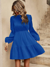 1pc Women Casual Solid Color Lantern Sleeve Waisted Dress, Autumn
